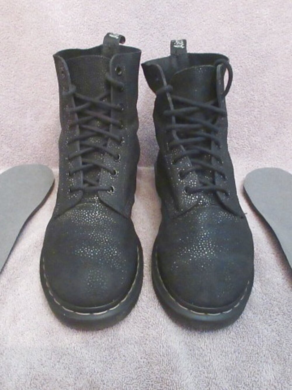 Dr. Martens Combat Boots Womens 9 Pascal Leather Speckles Lace Up Goth Grunge - Picture 5 of 11
